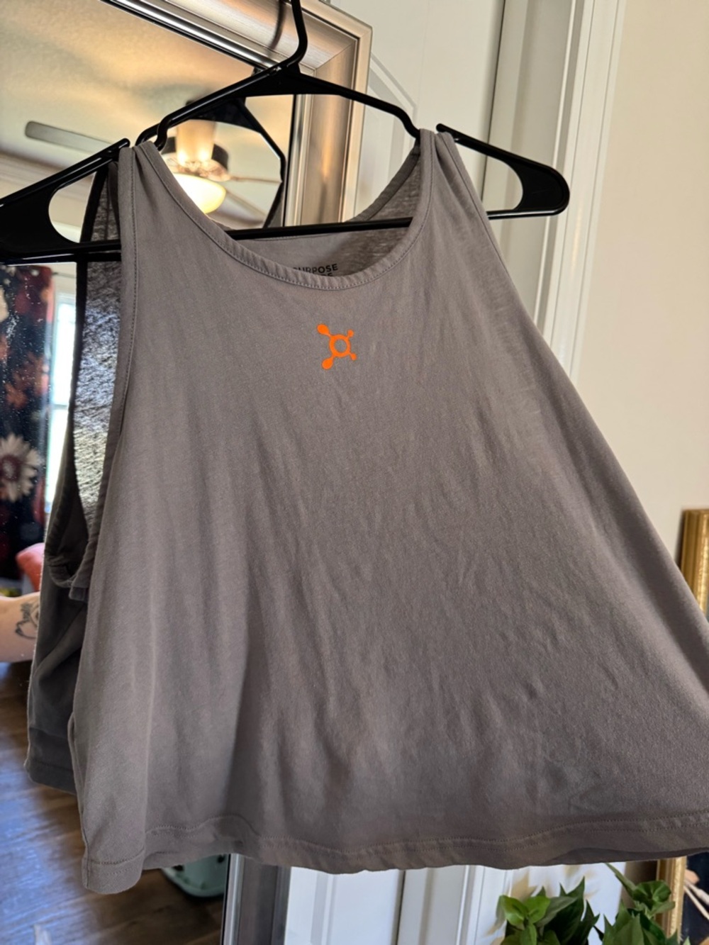 Orangetheory Gray Tank with Small Orange Logo - Women's Athletic Tank
